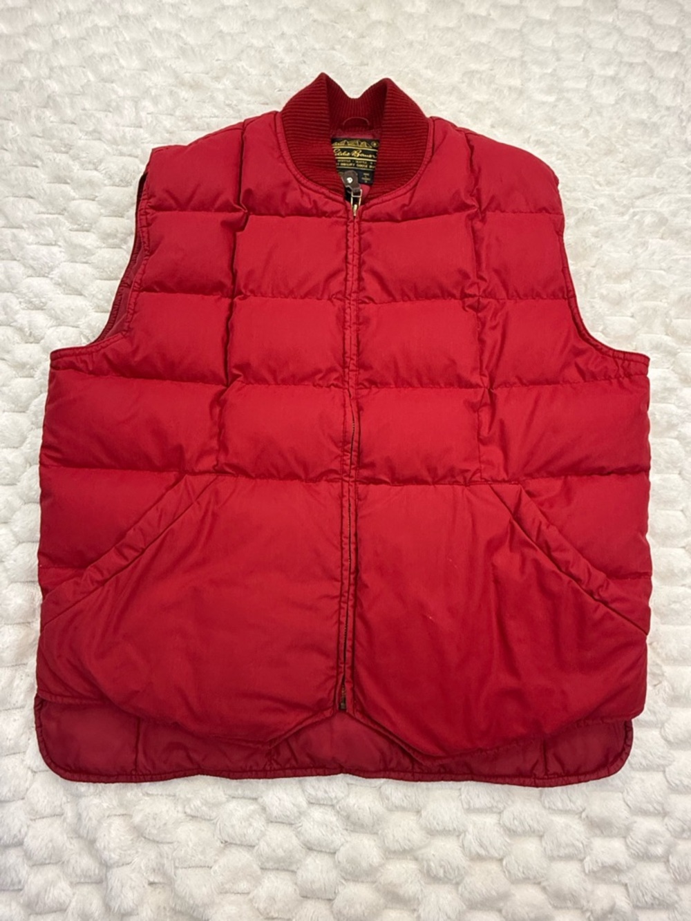 Vintage Eddie Bauer Premium Quilted Goose Down Puffer Vest Men’s L Red Full Zip